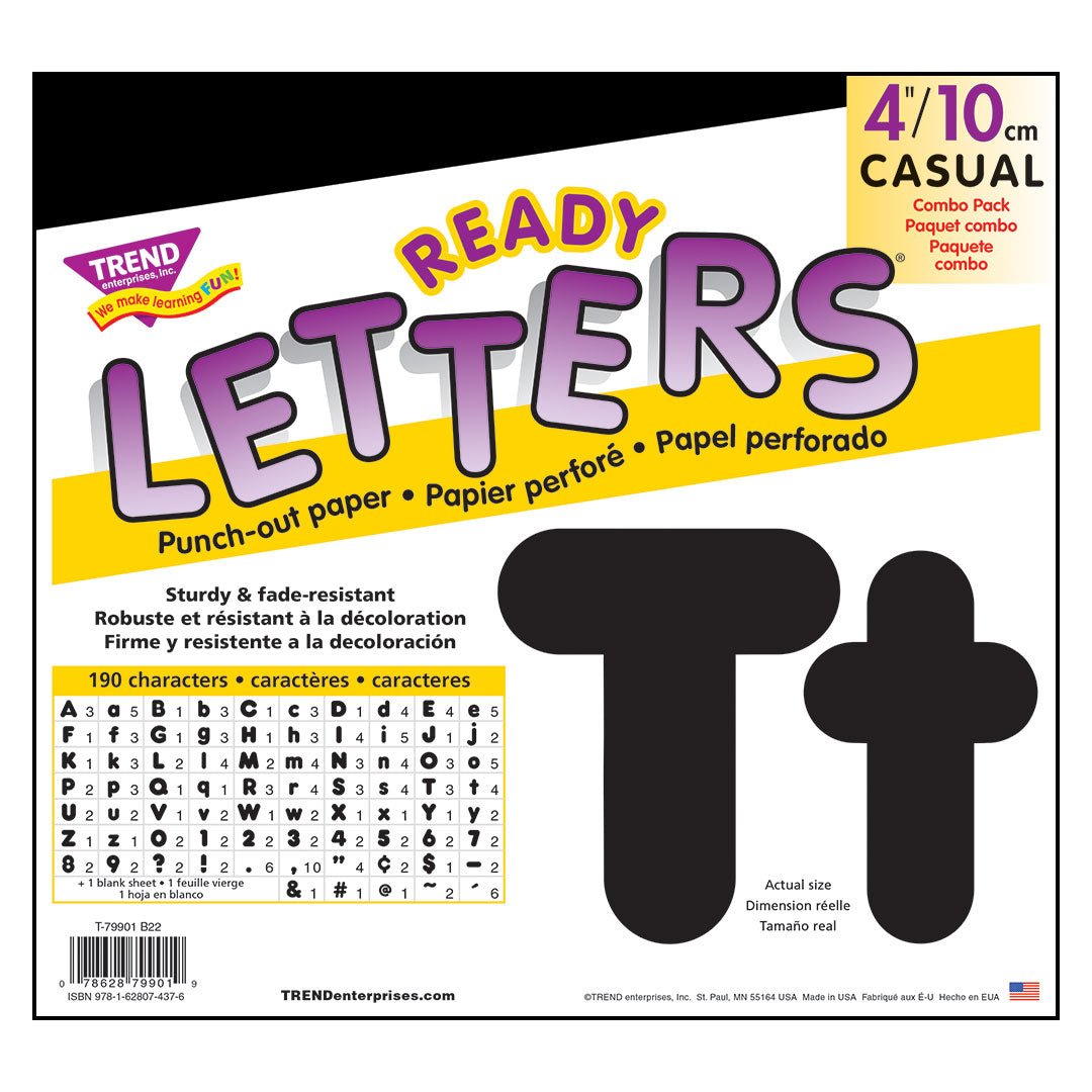 Black 4-Inch Casual Uppercase/Lowercase Combo Pack Ready Letters®-Letters-Tools 4 Teaching-Classroom Decor and More