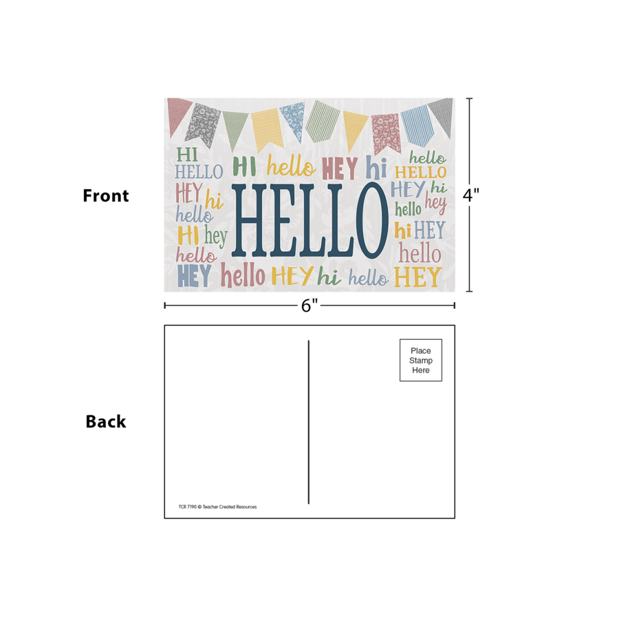 Classroom Cottage Hello Postcards-Postcards-Tools 4 Teaching-Classroom Decor and More