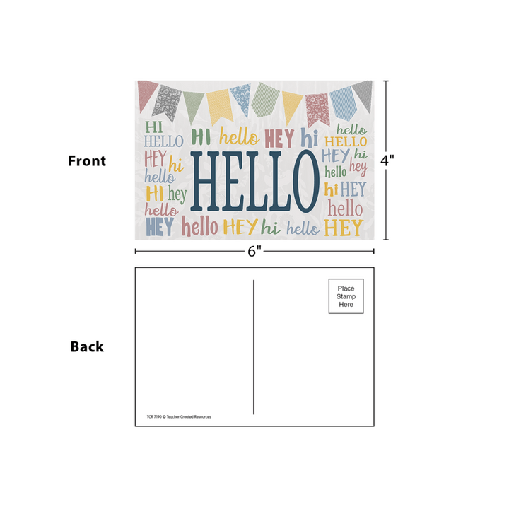 Classroom Cottage Hello Postcards-Postcards-Tools 4 Teaching-Classroom Decor and More