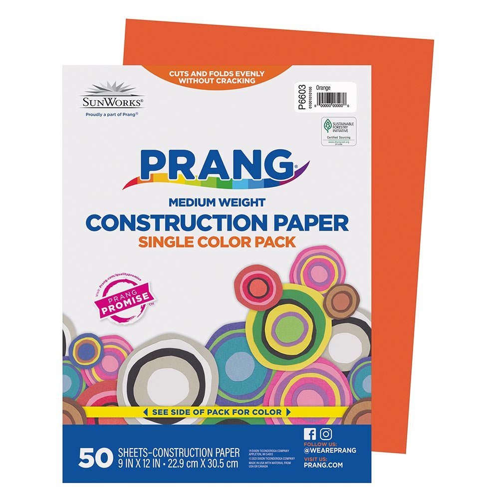 Prang® Construction Paper 9" X 12" Orange 50 Sheets-Construction Paper-Tools 4 Teaching-Classroom Decor and More