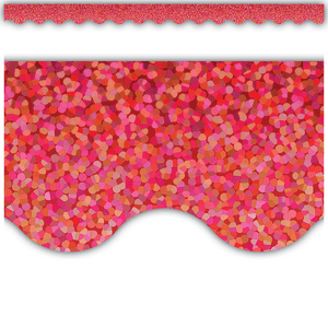 Scalloped Border Trim: Red Sparkle-Borders-Tools 4 Teaching-Classroom Decor and More