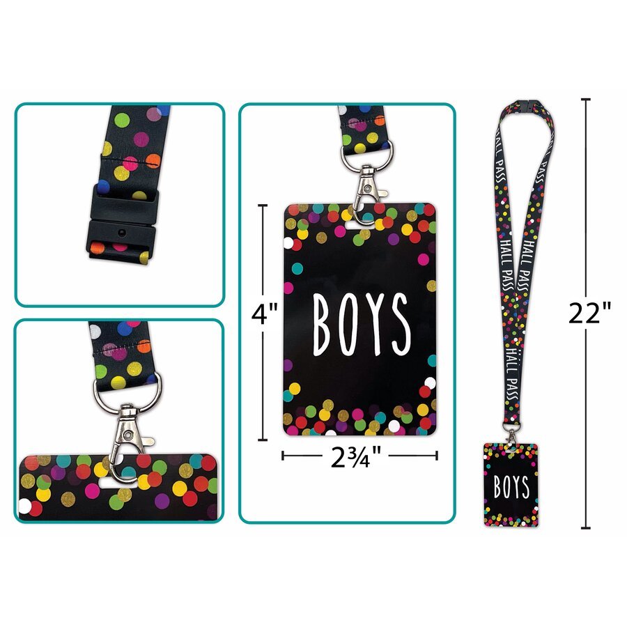 Confetti Hall Pass Lanyards-Hall Passes-Tools 4 Teaching-Classroom Decor and More