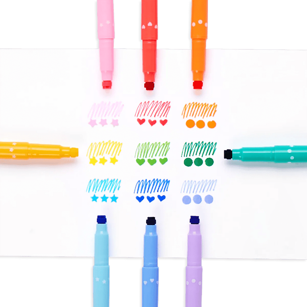 Confetti Stamp Double-Ended Markers - Set of 9-Art Supplies-Tools 4 Teaching-Classroom Decor and More