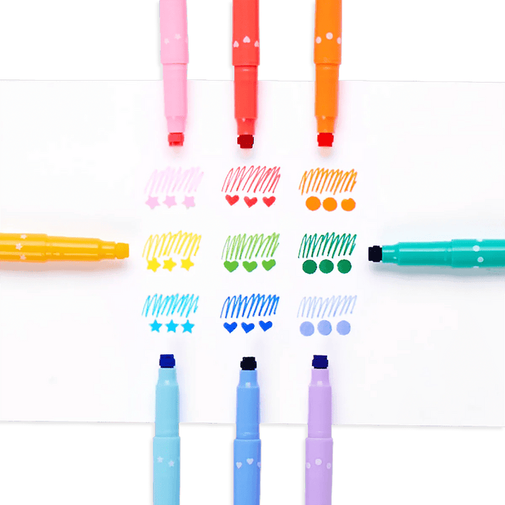 Confetti Stamp Double-Ended Markers - Set of 9-Art Supplies-Tools 4 Teaching-Classroom Decor and More