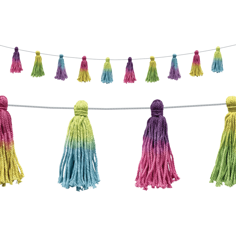 *Tie Dye Tassels Garland-Decor-Tools 4 Teaching-Classroom Decor and More