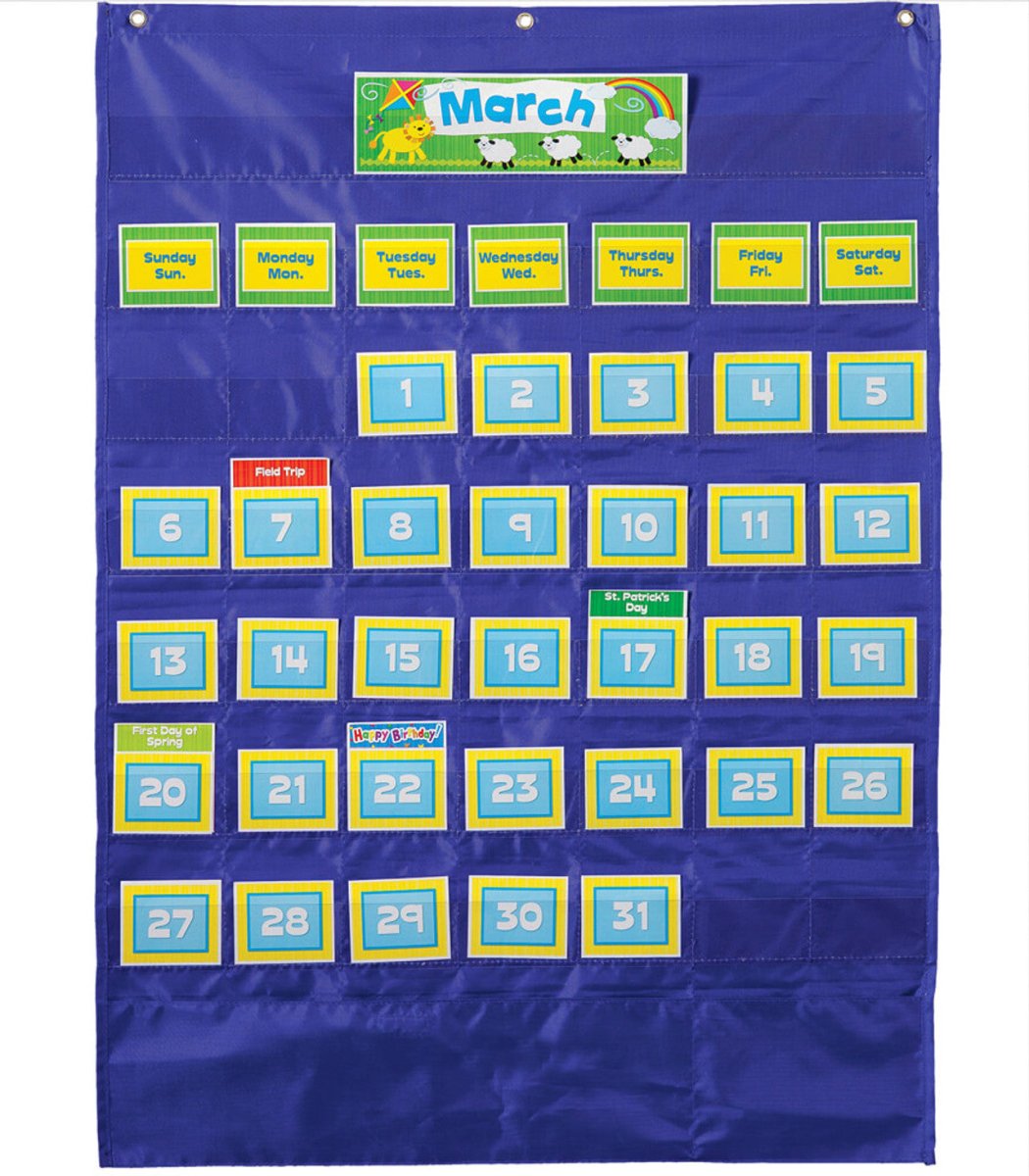Blue Deluxe Calendar Pocket Chart-Pocket Charts-Tools 4 Teaching-Classroom Decor and More