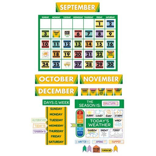 Crayola Calendar Bulletin Board Set-Bulletin Board Sets-Tools 4 Teaching-Classroom Decor and More