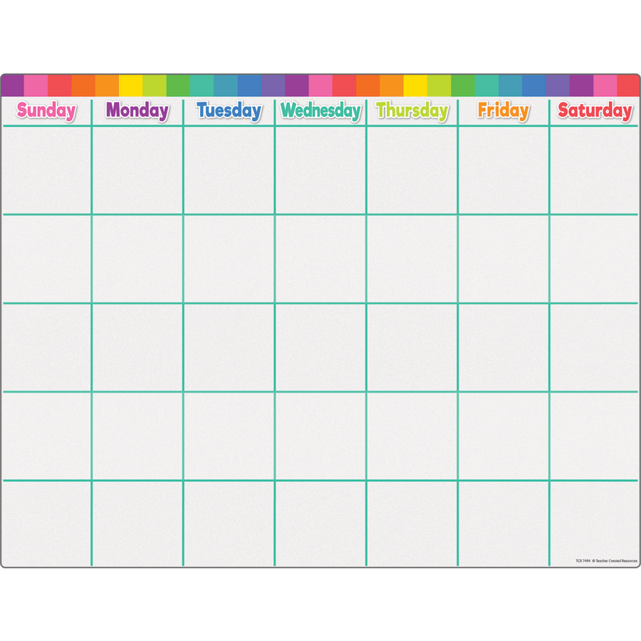 Colorful Calendar Write-On/Wipe-Off Chart-Charts-Tools 4 Teaching-Classroom Decor and More