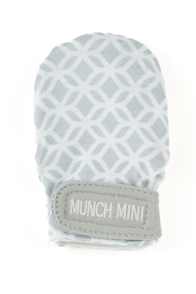 Munch Minis - Teething & Anti-scratch mitts - Grey Geo-Baby & Toddler-Tools 4 Teaching-Classroom Decor and More