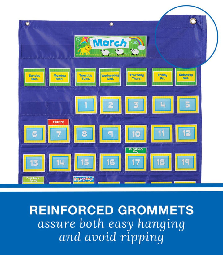 Blue Deluxe Calendar Pocket Chart-Pocket Charts-Tools 4 Teaching-Classroom Decor and More