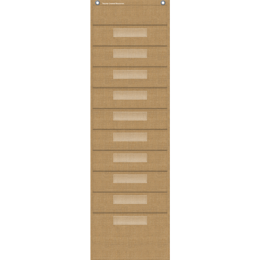 Burlap 10 Pocket File Storage Pocket Chart-Pocket Charts-Tools 4 Teaching-Classroom Decor and More