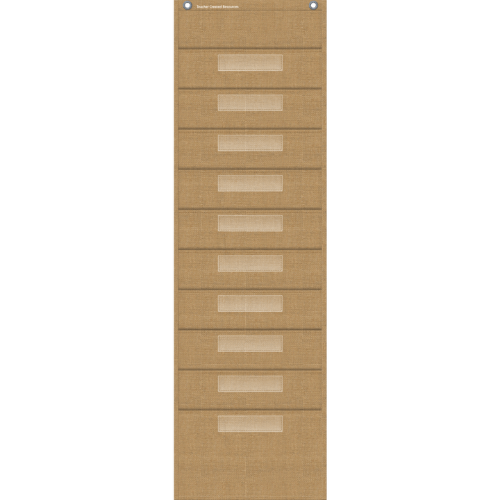 Burlap 10 Pocket File Storage Pocket Chart-Pocket Charts-Tools 4 Teaching-Classroom Decor and More