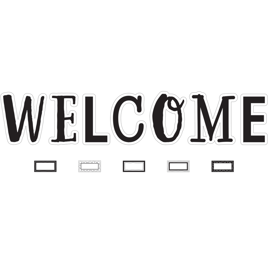 Black and White Welcome Bulletin Board-Bulletin Board Sets-Tools 4 Teaching-Classroom Decor and More