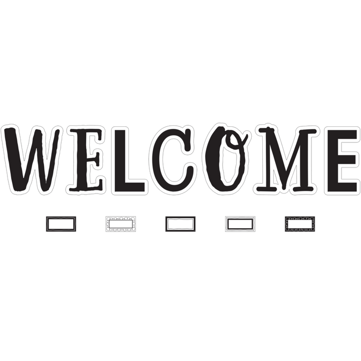 Black and White Welcome Bulletin Board-Bulletin Board Sets-Tools 4 Teaching-Classroom Decor and More