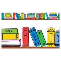 Core Decor Doodle Bookshelf EZ Border-Borders-Tools 4 Teaching-Classroom Decor and More