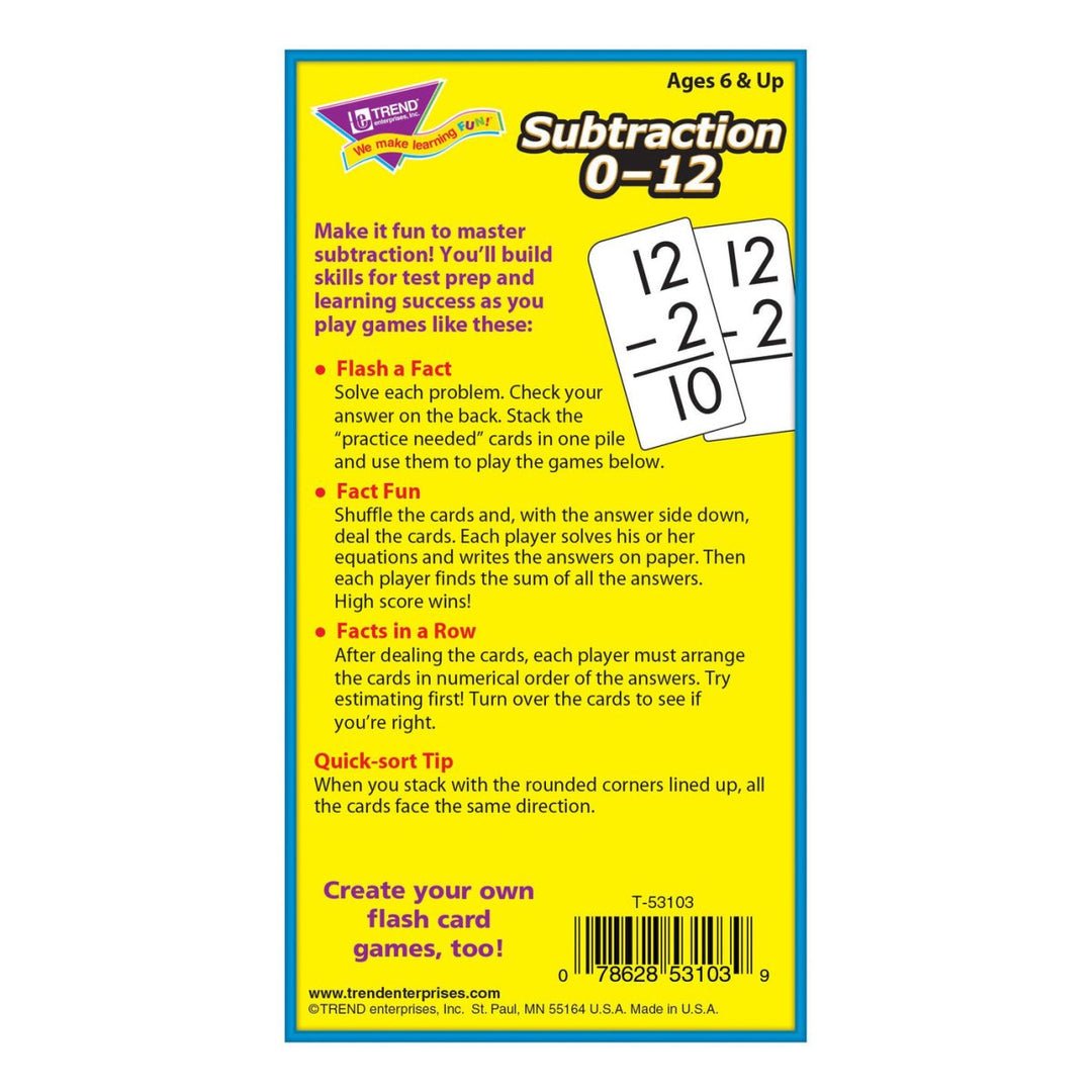 Subtraction 0-12 Skill Drill Flash Cards-Flashcards-Tools 4 Teaching-Classroom Decor and More