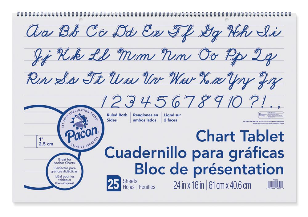 Pacon® Chart Tablet 24" X 16" Cursive Cover 25 Sheets-Chart Paper-Tools 4 Teaching-Classroom Decor and More