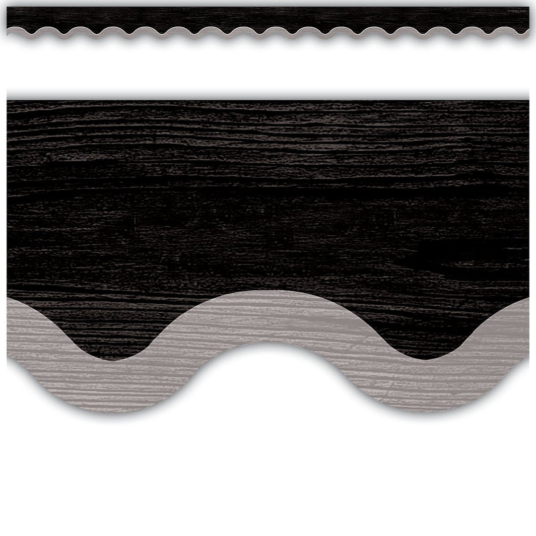 Scalloped Border Trim: Modern Farmhouse Black with Gray-Borders-Tools 4 Teaching-Classroom Decor and More