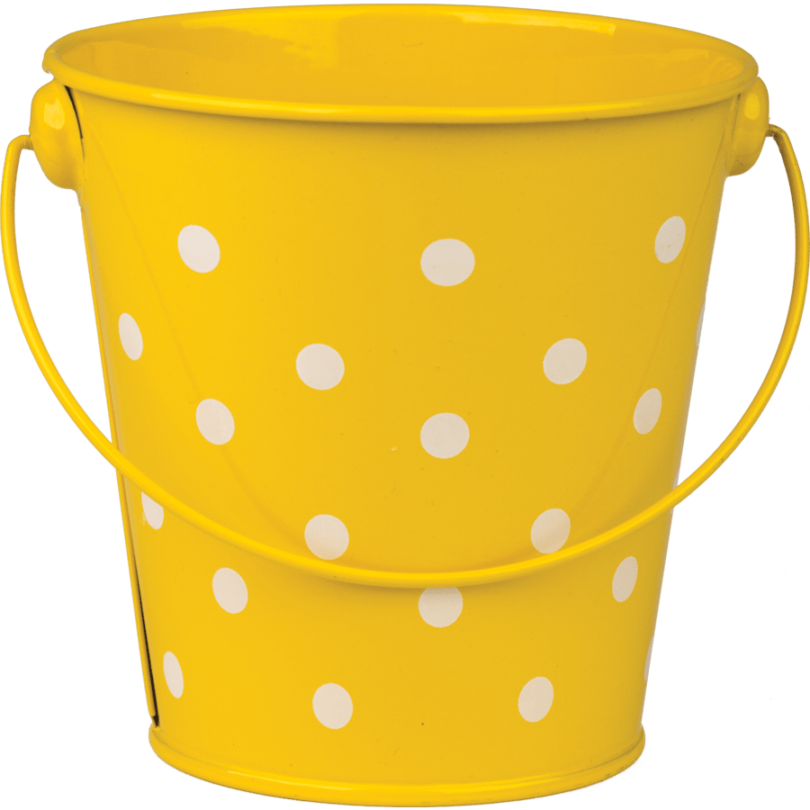 Bucket: Yellow Polka Dots-Organization-Tools 4 Teaching-Classroom Decor and More