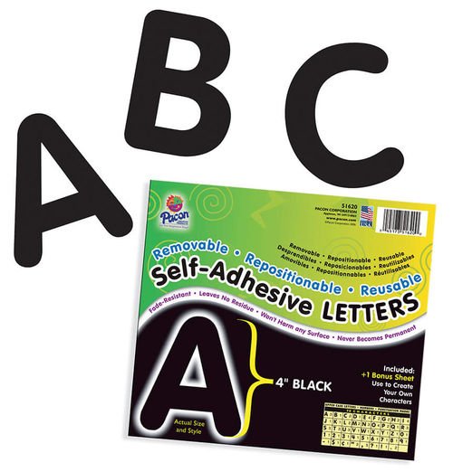 Pacon® Self-Adhesive Letters 4" Black, Puffy Font 78 Characters-Letters-Tools 4 Teaching-Classroom Decor and More
