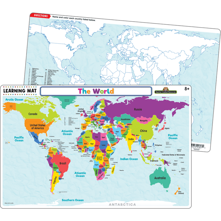 World Map Learning Mat-Teaching Materials-Tools 4 Teaching-Classroom Decor and More