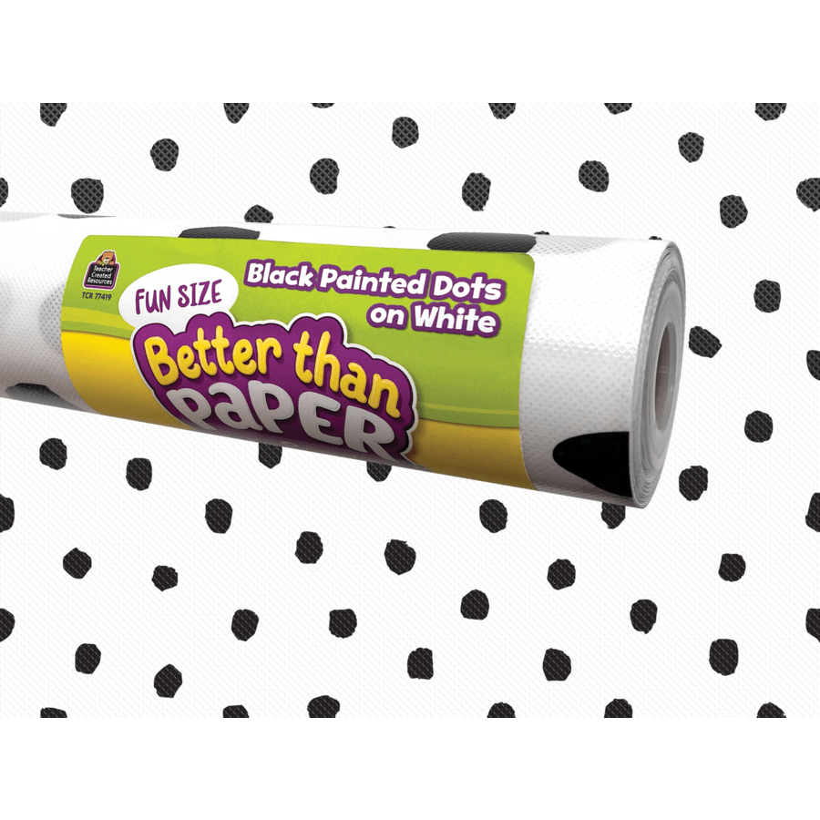 Better Than Paper® Bulletin Board Roll: Fun Size Black Painted Dots on White-Bulletin Board Paper - Better Than Paper-Tools 4 Teaching-Classroom Decor and More