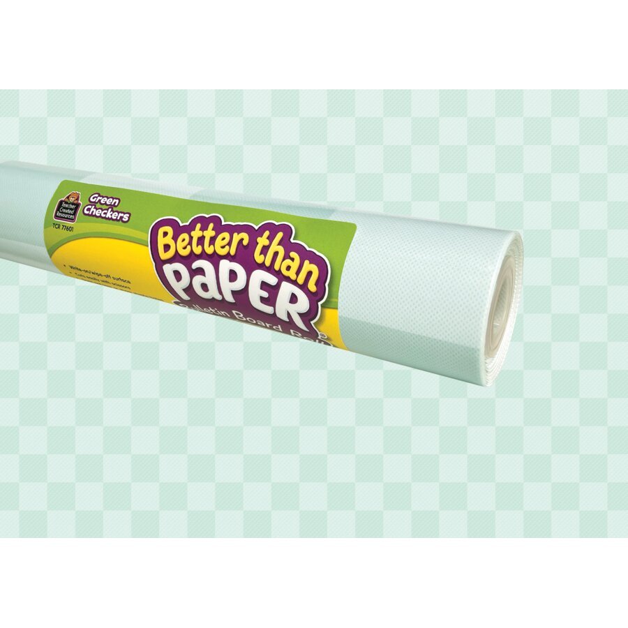 Better Than Paper® Bulletin Board Roll: Green Checkers-Bulletin Board Paper - Better Than Paper-Tools 4 Teaching-Classroom Decor and More