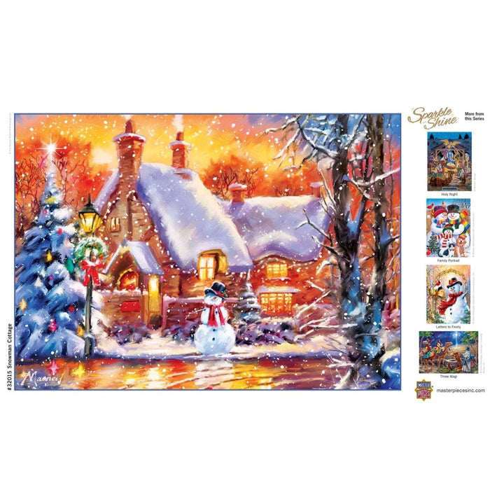 Sparkle & Shine - Snowman Cottage 500 Piece Glitter Jigsaw Puzzle-Puzzles-Tools 4 Teaching-Classroom Decor and More