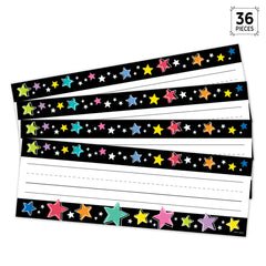 Star Bright Colorful Stars on Black Name Plates-Nameplates & Name Tags-Tools 4 Teaching-Classroom Decor and More