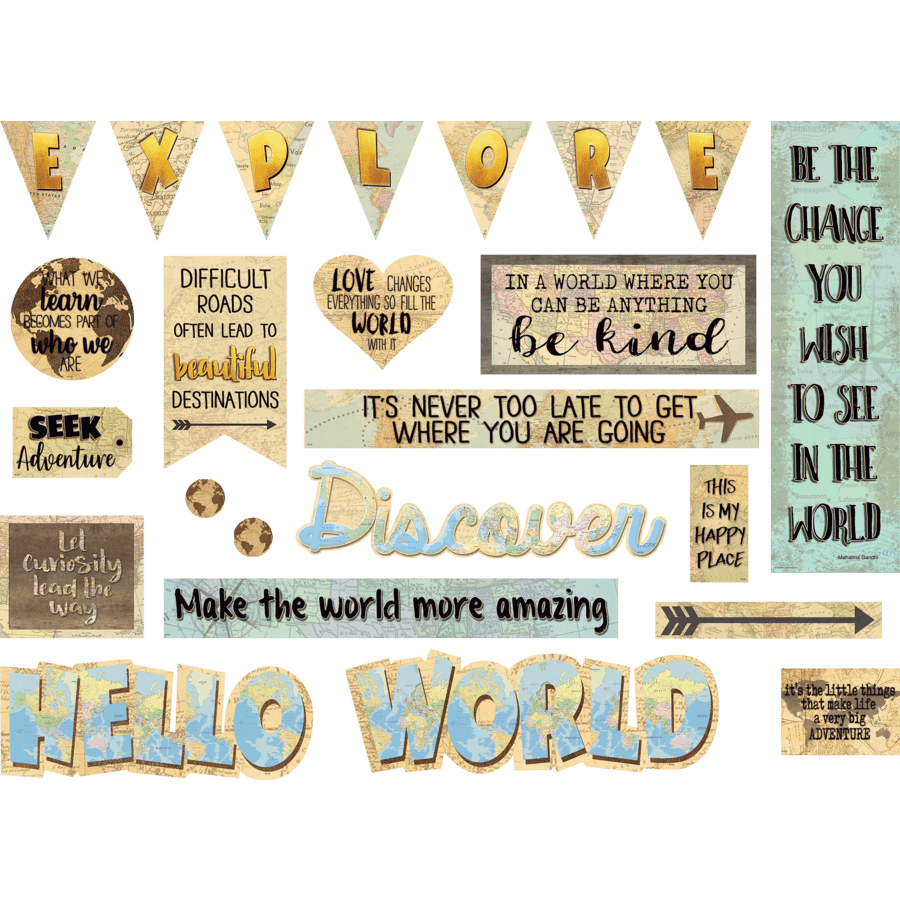 Travel the Map Mini Bulletin Board-Mini Bulletin Boards-Tools 4 Teaching-Classroom Decor and More