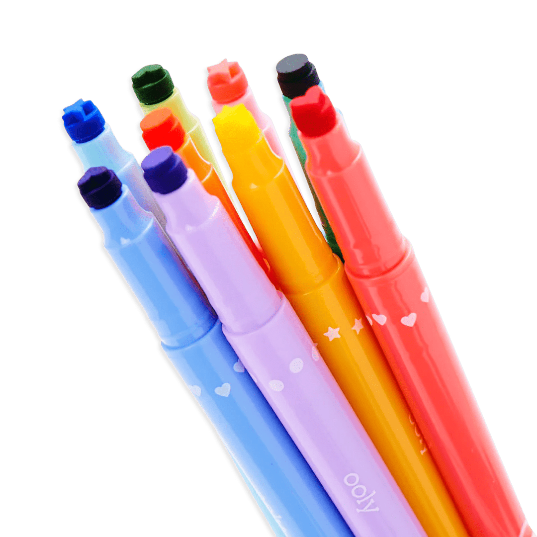 Confetti Stamp Double-Ended Markers - Set of 9-Art Supplies-Tools 4 Teaching-Classroom Decor and More