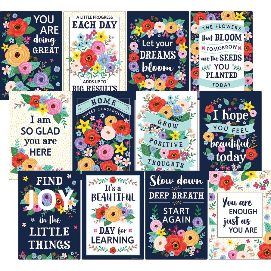 Wildflowers Positive Sayings Small Poster Pack-Posters-Tools 4 Teaching-Classroom Decor and More