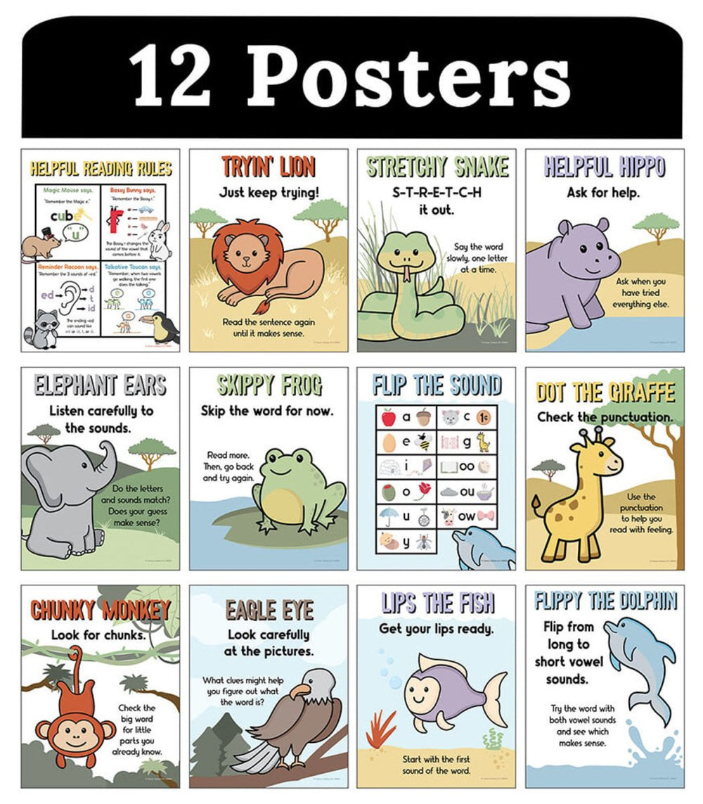 Mini Posters: Decoding Strategies Poster Set Grade K-5-Posters-Tools 4 Teaching-Classroom Decor and More