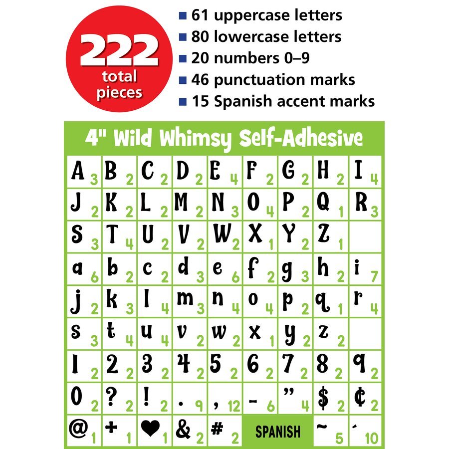 Colorful 4" Wild Whimsy Self-Adhesive Letters Combo Pack-Letters-Tools 4 Teaching-Classroom Decor and More