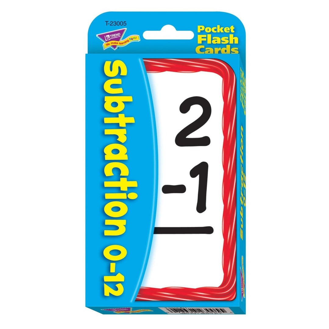 Subtraction 0-12 Pocket Flash Cards-Flashcards-Tools 4 Teaching-Classroom Decor and More
