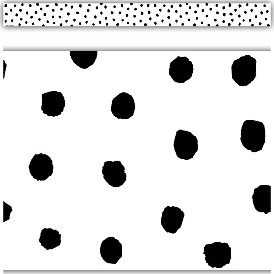 Black Painted Dots on White Straight Border-Borders-Tools 4 Teaching-Classroom Decor and More