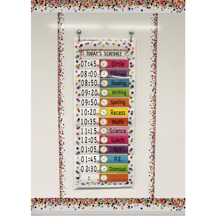 *Confetti 14 Pocket Daily Schedule Pocket Chart-Pocket Charts-Tools 4 Teaching-Classroom Decor and More