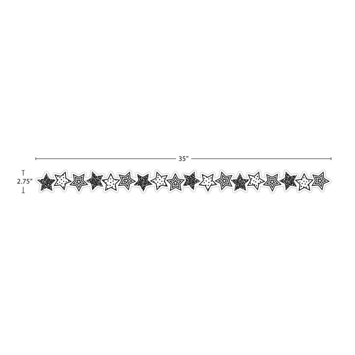 Black and White Stars Die-Cut Border Trim-Borders-Tools 4 Teaching-Classroom Decor and More