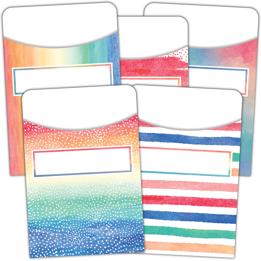 Watercolor Library Pockets - Multi-Pack-Library Pockets-Tools 4 Teaching-Classroom Decor and More