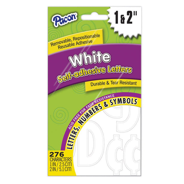 Pacon® Self-Adhesive Letters 1" & 2" White, Classic Font 276 Characters-Letters-Tools 4 Teaching-Classroom Decor and More