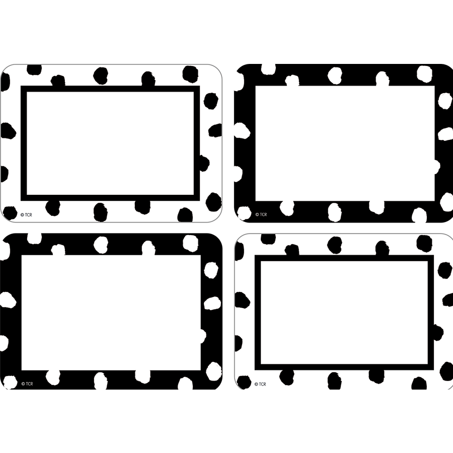 Black and White Painted Dots Name Tags/Labels - Multi-Pack-Nameplates & Name Tags-Tools 4 Teaching-Classroom Decor and More
