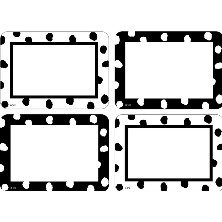 Black and White Painted Dots Name Tags/Labels - Multi-Pack-Nameplates &amp; Name Tags-Tools 4 Teaching-Classroom Decor and More
