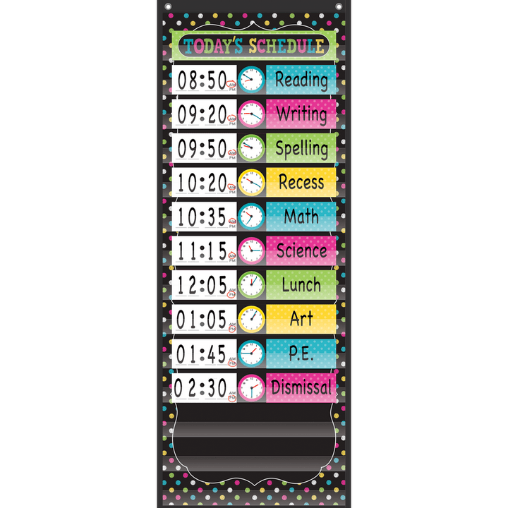 Chalkboard Brights 14 Pocket Daily Schedule Pocket Chart-Pocket Charts-Tools 4 Teaching-Classroom Decor and More
