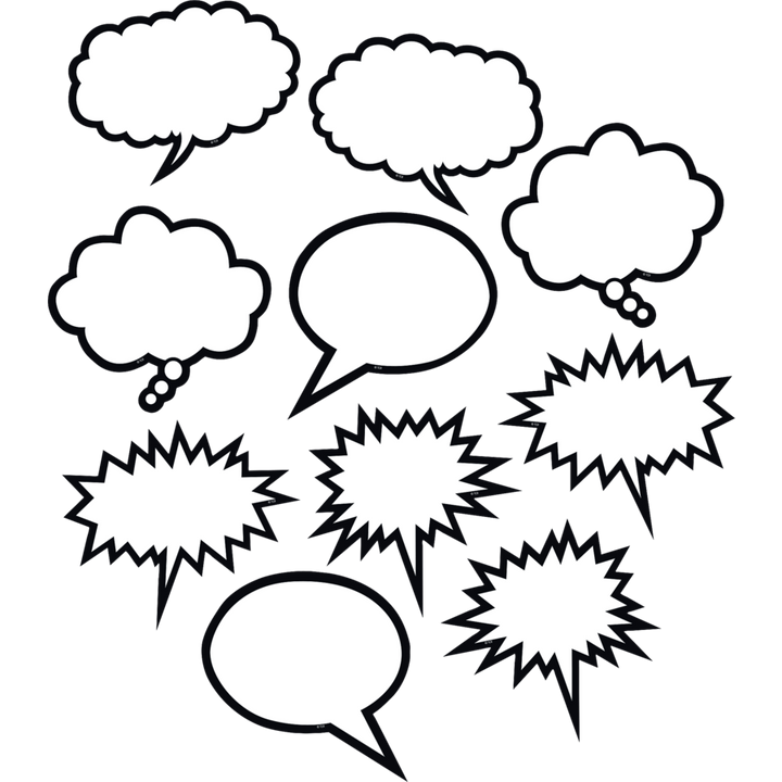 Black & White Speech/Thought Bubbles Accents-Accents-Tools 4 Teaching-Classroom Decor and More