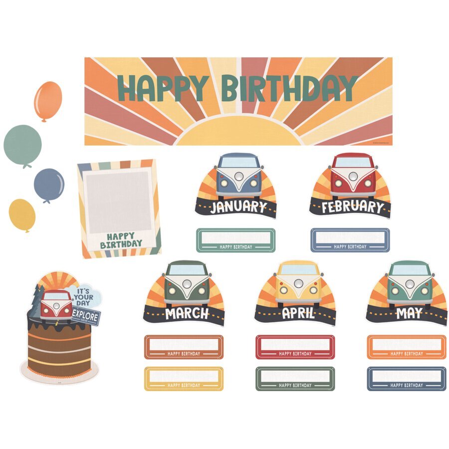 Moving Mountains Road Trip Happy Birthday Mini Bulletin Board-Bulletin Board Sets-Tools 4 Teaching-Classroom Decor and More