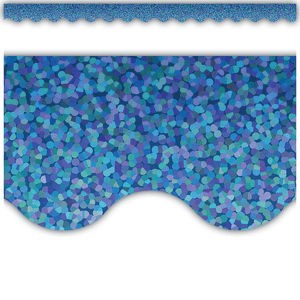 Scalloped Border Trim: Blue Sparkle-Borders-Tools 4 Teaching-Classroom Decor and More