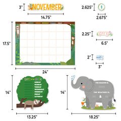 Jungle Friends Calendar Set Bulletin Board-Bulletin Board Sets-Tools 4 Teaching-Classroom Decor and More