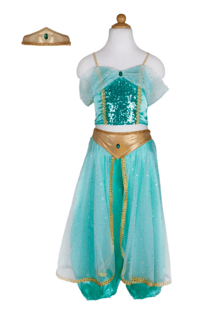 Jasmine Princess Set Teal, Size 5-6-Dress Up & Jewelry-Tools 4 Teaching-Classroom Decor and More