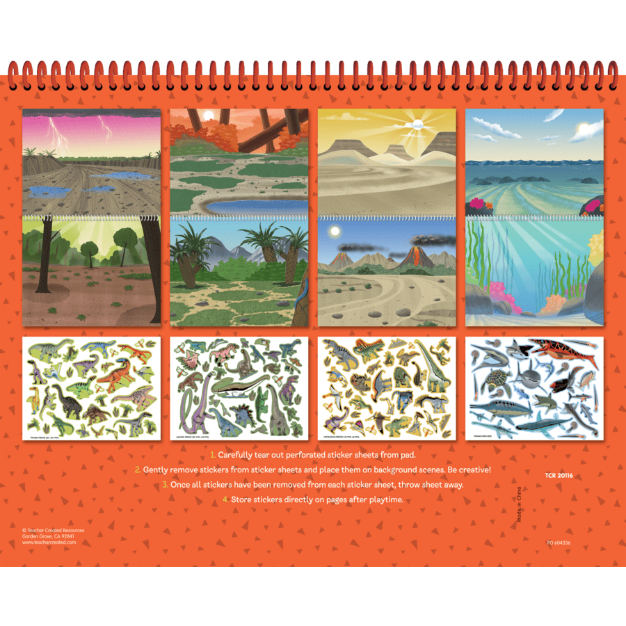 Dinosaurs and Prehistoric Animals Reusable Sticker Pad-Activity Pads-Tools 4 Teaching-Classroom Decor and More