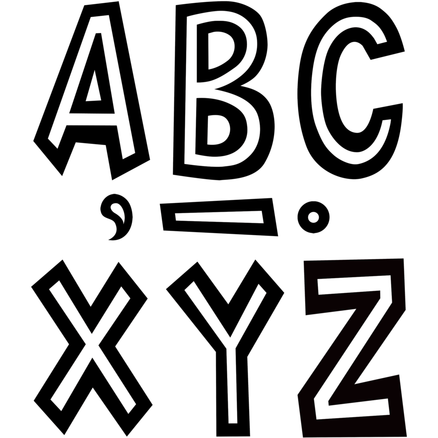 Black and White 7" Fun Font Letters-Letters-Tools 4 Teaching-Classroom Decor and More